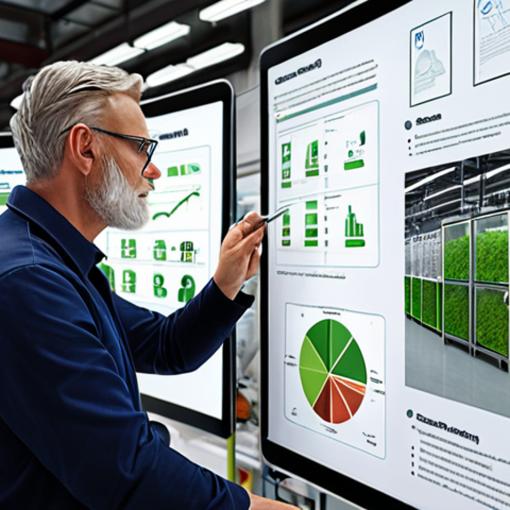 A sustainable business consultant designing a company's ESG plan to reduce carbon emissions in a factory.