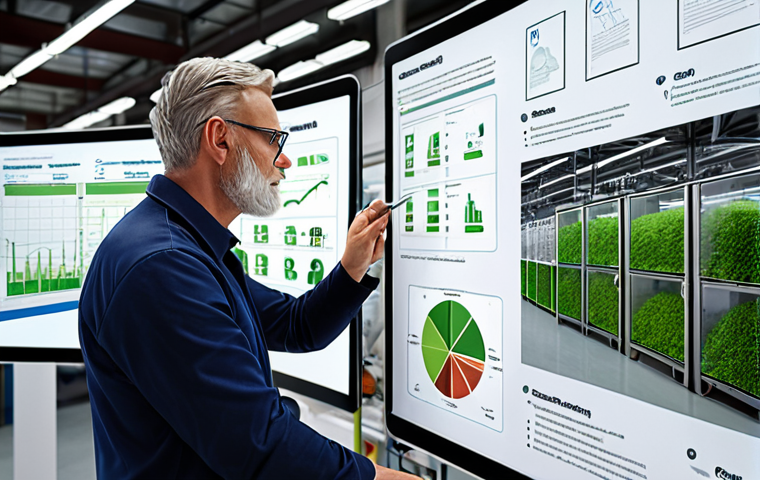 A sustainable business consultant designing a company's ESG plan to reduce carbon emissions in a factory.